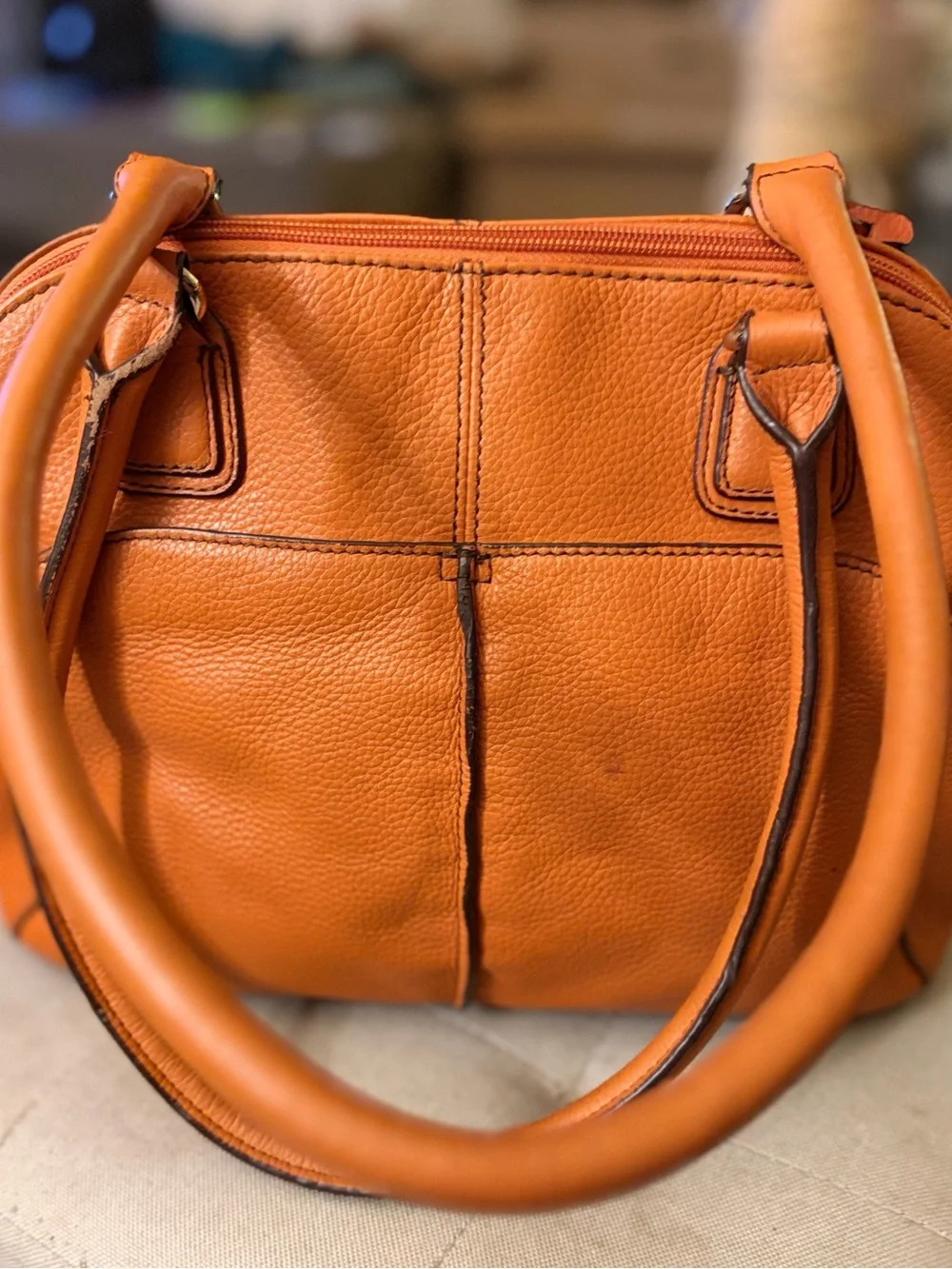 Tignanello Orange Leather Satchel